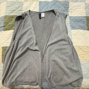 H&M Heather Gray Sleeveless Knit Cardigan Vest